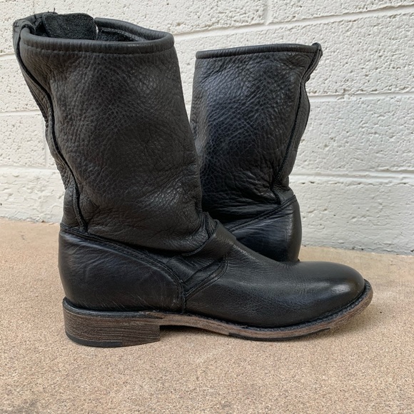 VINTAGE LEATHER // Black Leather Moto Boots // Size 6.5 - Picture 6 of 9